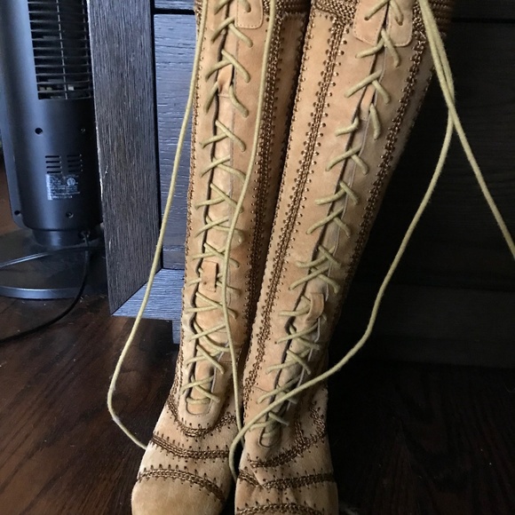 Free people women’s knee high suede lace up boots - Picture 1 of 1